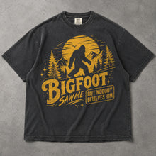 SF_COLOR=graphite; SF_ITEM=adult-t-shirt; SF_ROLE=main; Bigfoot Saw Me But Nobody Believes Him T-Shirt Sasquatch Nature Silhouette Tee - Graphite Adult T-Shirt product image