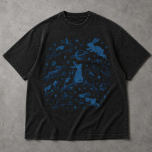 SF_COLOR=black; SF_ITEM=adult-t-shirt; SF_ROLE=main; Blue Celestial Space Bunnies T-Shirt Moon Stars Planets Animal Apparel - Black Adult T-Shirt product image