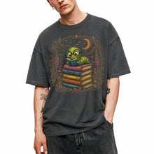 SF_COLOR=dark-heather; SF_ITEM=adult-t-shirt; SF_ROLE=main; Bookworm Caterpillar Reading Night Moon Flowersss T-Shirt Dreamer Tee - Dark Heather Adult T-Shirt product image