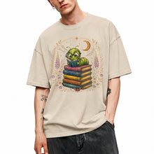 SF_COLOR=sand; SF_ITEM=adult-t-shirt; SF_ROLE=main; Bookworm Caterpillar Reading Night Moon Flowersss T-Shirt Dreamer Tee - Sand Adult T-Shirt product image