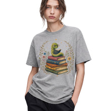 SF_COLOR=sport-grey; SF_ITEM=adult-t-shirt; SF_ROLE=gallery; Bookworm Worm Glasses On Book Stack Floral Wreathss T-Shirt Book Tee - Sport Grey Adult T-Shirt product image
