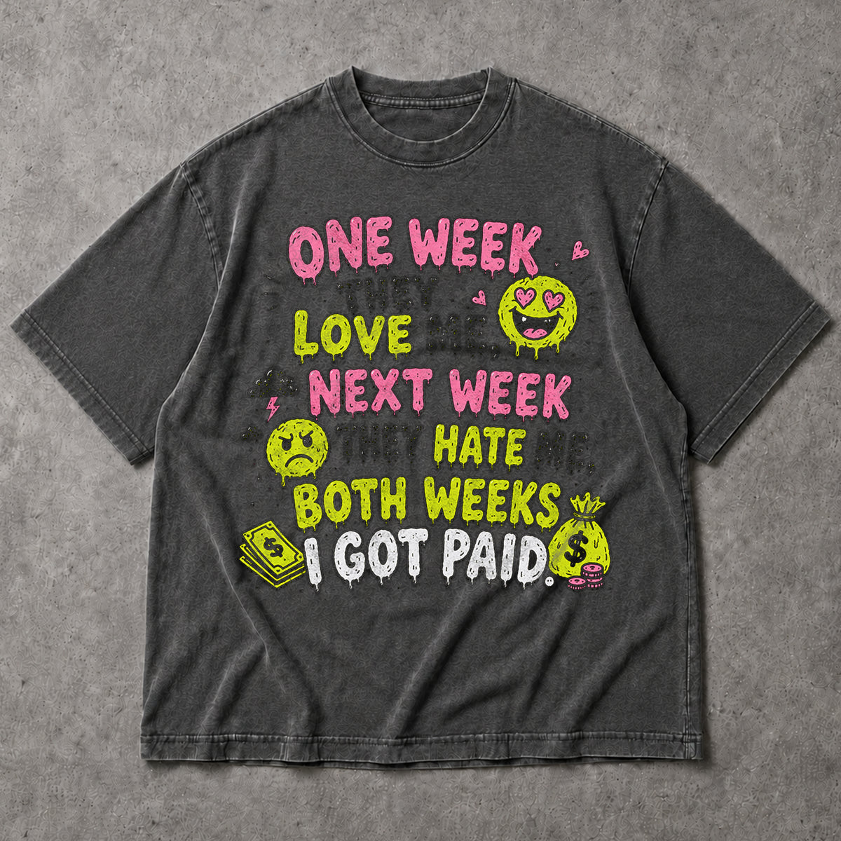 SF_COLOR=dark-heather; SF_ITEM=adult-t-shirt; SF_ROLE=main; Both Weeks I Got Paid Funny Quote T-Shirt Sarcastic Hustle Money Business Tee - Dark Heather Adult T-Shirt product image