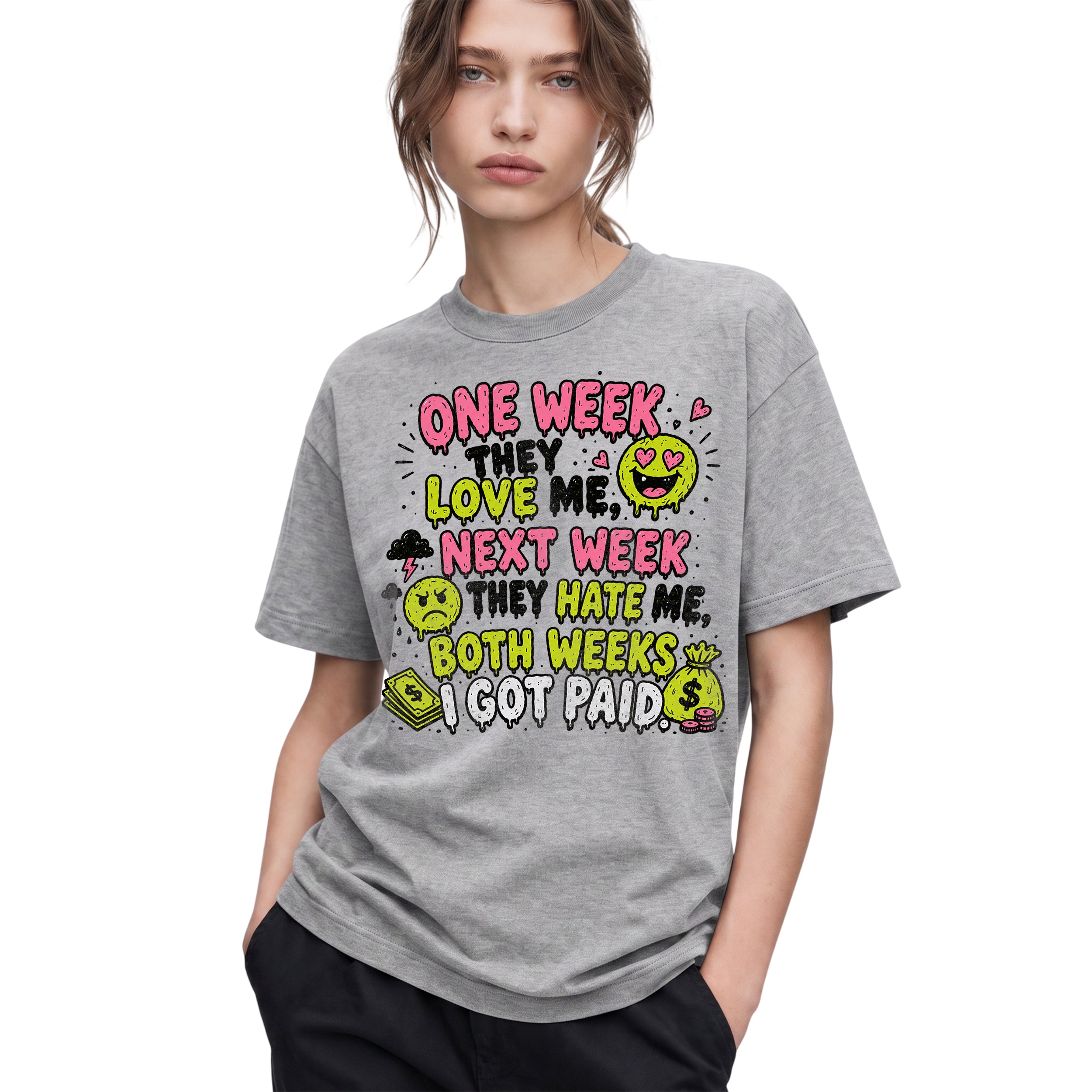 SF_COLOR=sport-grey; SF_ITEM=adult-t-shirt; SF_ROLE=gallery; Both Weeks I Got Paid Funny Quote T-Shirt Sarcastic Hustle Money Business Tee - Sport Grey Adult T-Shirt product image