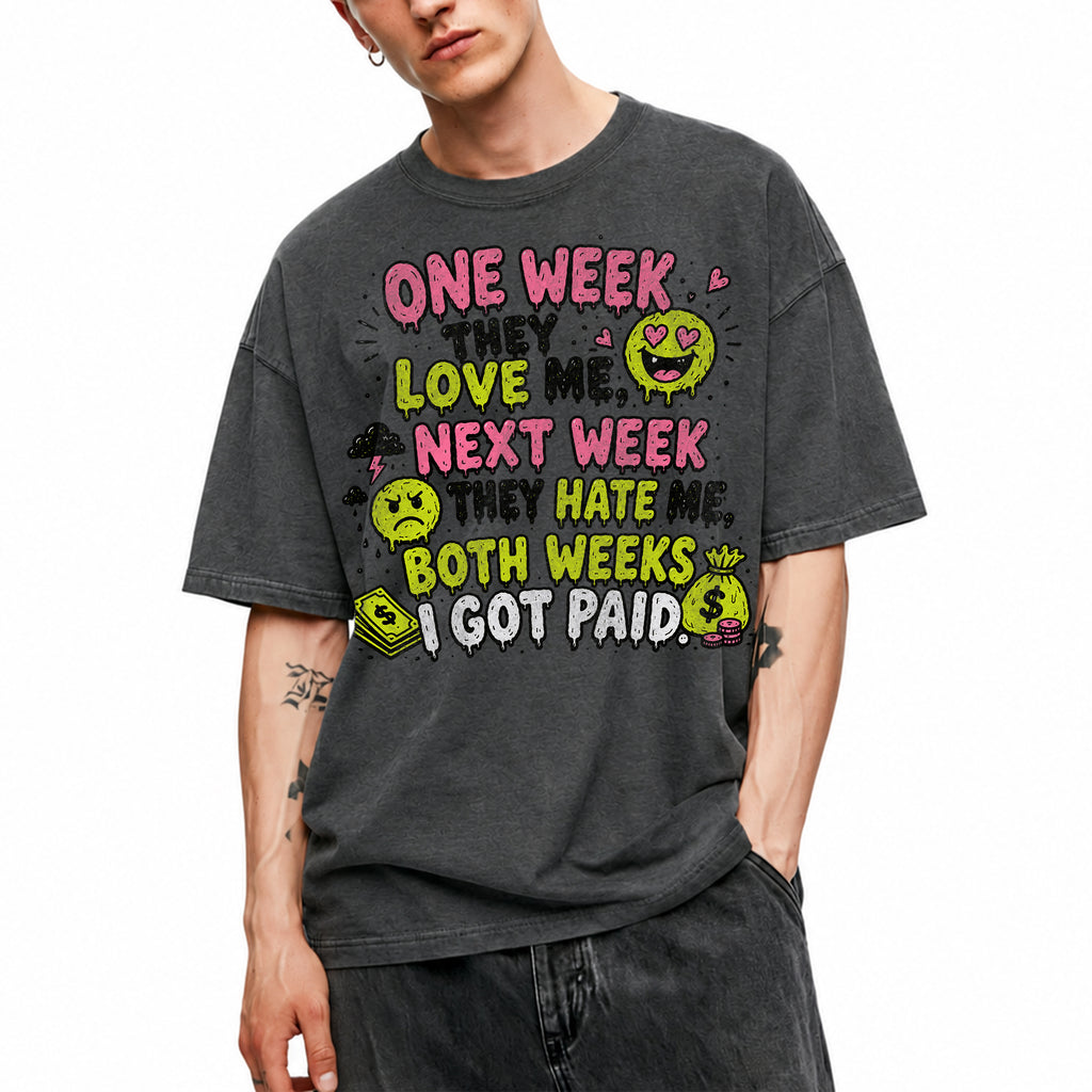 SF_COLOR=dark-heather; SF_ITEM=adult-t-shirt; SF_ROLE=gallery; Both Weeks I Got Paid Funny Quote T-Shirt Sarcastic Hustle Money Business Tee - Dark Heather Adult T-Shirt product image