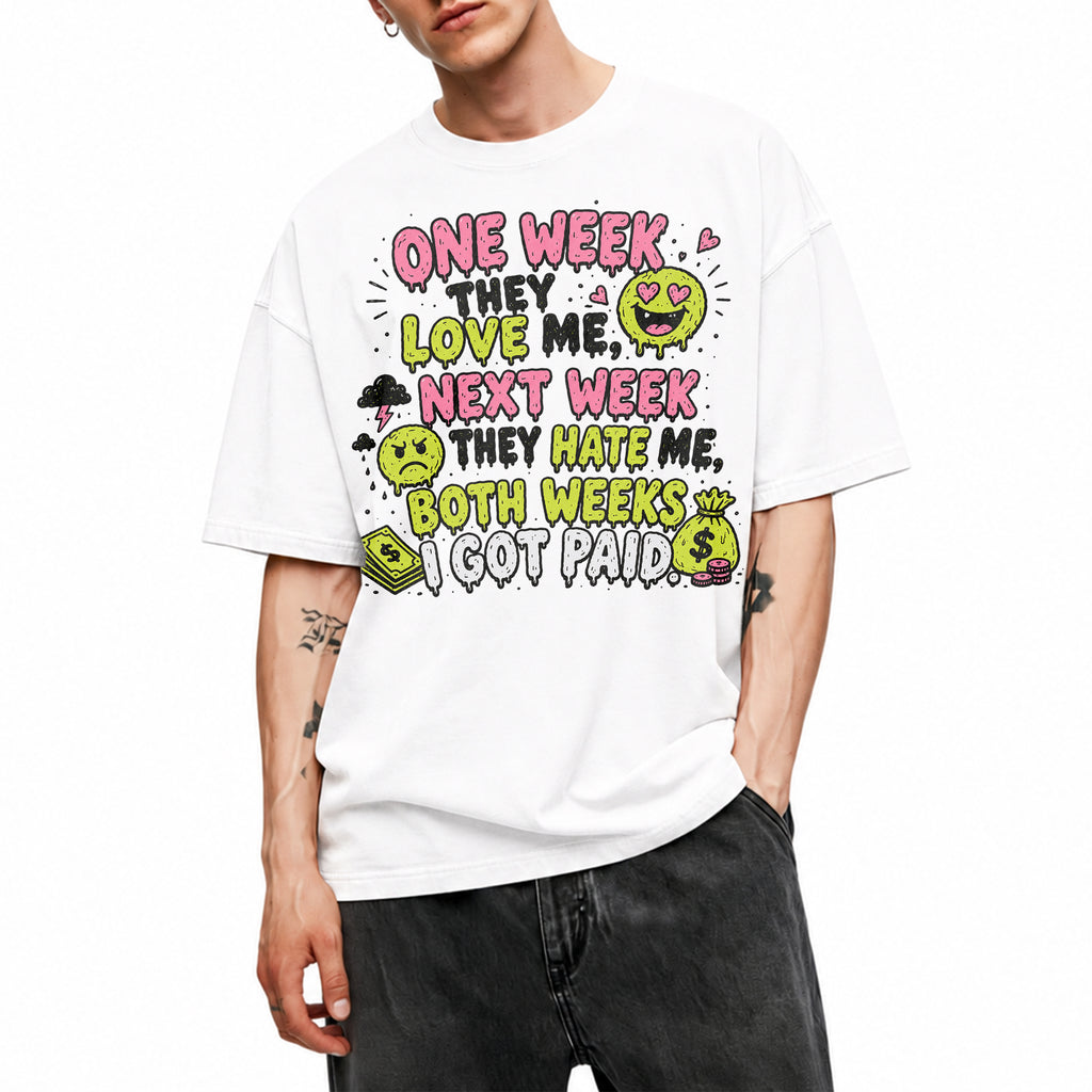 SF_COLOR=white; SF_ITEM=adult-t-shirt; SF_ROLE=gallery; Both Weeks I Got Paid Funny Quote T-Shirt Sarcastic Hustle Money Business Tee - White Adult T-Shirt product image