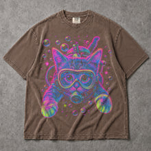 SF_COLOR=sport-grey|espresso; SF_ITEM=adult-t-shirt; SF_ROLE=main; Bright Pink Scuba Diving Cat T-Shirt Neon Ocean Feline Animal Humor Tee - Sport Grey, Espresso Adult T-Shirt product image