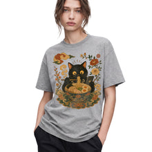 SF_COLOR=black|sport-grey; SF_ITEM=adult-t-shirt; SF_ROLE=gallery; Cat Eating Ra Noodles Phone T-Shirt Cute Japanese Cat Lover Tee - Black, Sport Grey Adult T-Shirt product image