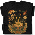 SF_COLOR=black; SF_ITEM=adult-t-shirt; SF_ROLE=gallery; Cat Eating Ra Noodles Phone T-Shirt Cute Japanese Cat Lover Tee - Black Adult T-Shirt product image