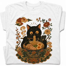 SF_COLOR=black|white; SF_ITEM=adult-t-shirt; SF_ROLE=gallery; Cat Eating Ra Noodles Phone T-Shirt Cute Japanese Cat Lover Tee - Black, White Adult T-Shirt product image