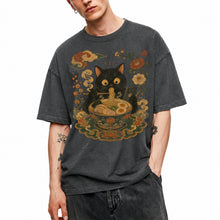SF_COLOR=black|dark-heather; SF_ITEM=adult-t-shirt; SF_ROLE=main; Cat Eating Ra Noodles Phone T-Shirt Cute Japanese Cat Lover Tee - Black, Dark Heather Adult T-Shirt product image