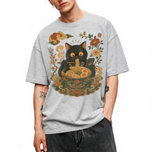 SF_COLOR=black|sport-grey; SF_ITEM=adult-t-shirt; SF_ROLE=main; Cat Eating Ra Noodles Phone T-Shirt Cute Japanese Cat Lover Tee - Black, Sport Grey Adult T-Shirt product image