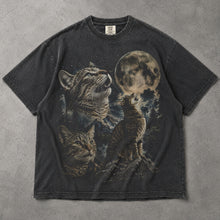 SF_COLOR=graphite; SF_ITEM=adult-t-shirt; SF_ROLE=main; Cats Howling At Full Moon T-Shirt Mountain Forest Night Sky Feline Tee - Graphite Adult T-Shirt product image