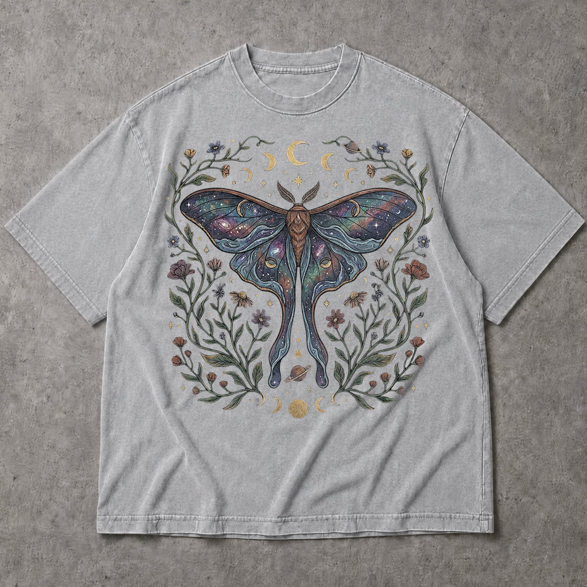 SF_COLOR=sport-grey; SF_ITEM=adult-t-shirt; SF_ROLE=main; Celestial Luna Moth T-Shirt Galaxy Moon Phases Witchy Boho Nature Lover Gift - Sport Grey Adult T-Shirt product image