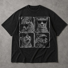 SF_COLOR=black; SF_ITEM=adult-t-shirt; SF_ROLE=main; Cheetahs Wearing Sunglasses T-Shirt Four Square Pop Art Wild Animal Safari Tee - Black Adult T-Shirt product image