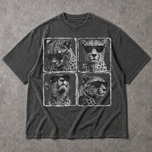 SF_COLOR=dark-heather; SF_ITEM=adult-t-shirt; SF_ROLE=main; Cheetahs Wearing Sunglasses T-Shirt Four Square Pop Art Wild Animal Safari Tee - Dark Heather Adult T-Shirt product image