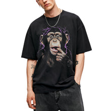 SF_COLOR=black; SF_ITEM=adult-t-shirt; SF_ROLE=main; Chimpanzee Lightning Aura T‑Shirt – Vintage Monkey Meme Graphic Tee - Black Adult T-Shirt product image