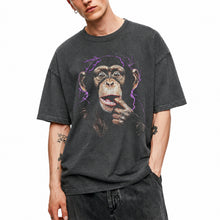SF_COLOR=dark-heather; SF_ITEM=adult-t-shirt; SF_ROLE=main; Chimpanzee Lightning Aura T‑Shirt – Vintage Monkey Meme Graphic Tee - Dark Heather Adult T-Shirt product image