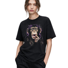 SF_COLOR=black; SF_ITEM=adult-t-shirt; SF_ROLE=gallery; Chimpanzee Lightning Aura T‑Shirt – Vintage Monkey Meme Graphic Tee - Black Adult T-Shirt product image