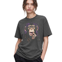 SF_COLOR=dark-heather; SF_ITEM=adult-t-shirt; SF_ROLE=gallery; Chimpanzee Lightning Aura T‑Shirt – Vintage Monkey Meme Graphic Tee - Dark Heather Adult T-Shirt product image