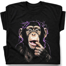 SF_COLOR=black; SF_ITEM=adult-t-shirt; SF_ROLE=gallery; Chimpanzee Lightning Aura T‑Shirt – Vintage Monkey Meme Graphic Tee - Black Adult T-Shirt product image