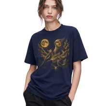 SF_COLOR=navy; SF_ITEM=adult-t-shirt; SF_ROLE=gallery; Cockatiel Bird T-Shirt Vintage Moon Starry Night Sky Nature Graphic Top - Navy Adult T-Shirt product image