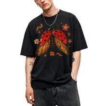 SF_COLOR=black; SF_ITEM=adult-t-shirt; SF_ROLE=main; Colorful Ladybug Flowers T-Shirt Playful Beetle Nature Tee - Black Adult T-Shirt product image