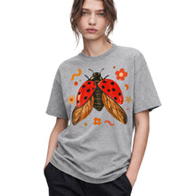 SF_COLOR=sport-grey; SF_ITEM=adult-t-shirt; SF_ROLE=gallery; Colorful Ladybug Flowers T-Shirt Playful Beetle Nature Tee - Sport Grey Adult T-Shirt product image