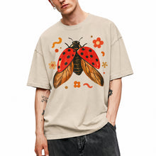 SF_COLOR=sand; SF_ITEM=adult-t-shirt; SF_ROLE=main; Colorful Ladybug Flowers T-Shirt Playful Beetle Nature Tee - Sand Adult T-Shirt product image