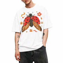 SF_COLOR=white; SF_ITEM=adult-t-shirt; SF_ROLE=main; Colorful Ladybug Flowers T-Shirt Playful Beetle Nature Tee - White Adult T-Shirt product image