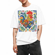 SF_COLOR=white; SF_ITEM=adult-t-shirt; SF_ROLE=main; Colorful Rooster Folk Art Floral Abstract T-Shirt Chicken Farm Whimsical Tee - White Adult T-Shirt product image
