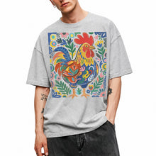 SF_COLOR=sport-grey; SF_ITEM=adult-t-shirt; SF_ROLE=main; Colorful Rooster Folk Art Floral Abstract T-Shirt Chicken Farm Whimsical Tee - Sport Grey Adult T-Shirt product image