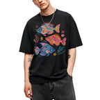 SF_COLOR=black; SF_ITEM=adult-t-shirt; SF_ROLE=main; Colorful Tropical Fish Ocean T-Shirt Bright Marine Life Summer Tee - Black Adult T-Shirt product image