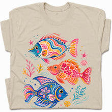SF_COLOR=sand; SF_ITEM=adult-t-shirt; SF_ROLE=gallery; Colorful Tropical Fish Ocean T-Shirt Bright Marine Life Summer Tee - Sand Adult T-Shirt product image