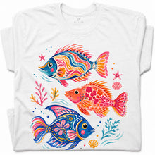 SF_COLOR=white; SF_ITEM=adult-t-shirt; SF_ROLE=gallery; Colorful Tropical Fish Ocean T-Shirt Bright Marine Life Summer Tee - White Adult T-Shirt product image