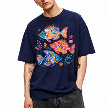 SF_COLOR=navy; SF_ITEM=adult-t-shirt; SF_ROLE=main; Colorful Tropical Fish Ocean T-Shirt Bright Marine Life Summer Tee - Navy Adult T-Shirt product image
