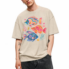SF_COLOR=sand; SF_ITEM=adult-t-shirt; SF_ROLE=main; Colorful Tropical Fish Ocean T-Shirt Bright Marine Life Summer Tee - Sand Adult T-Shirt product image