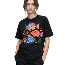 SF_COLOR=black; SF_ITEM=adult-t-shirt; SF_ROLE=gallery; Colorful Tropical Fish Ocean T-Shirt Bright Marine Life Summer Tee - Black Adult T-Shirt product image