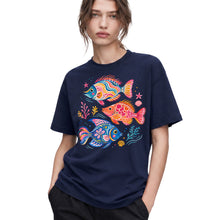 SF_COLOR=navy; SF_ITEM=adult-t-shirt; SF_ROLE=gallery; Colorful Tropical Fish Ocean T-Shirt Bright Marine Life Summer Tee - Navy Adult T-Shirt product image