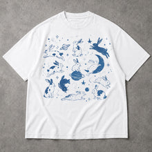 SF_COLOR=white; SF_ITEM=adult-t-shirt; SF_ROLE=main; Cosmic Space Rabbits T-Shirt Blue Celestial Moon Stars Animal Apparel - White Adult T-Shirt product image