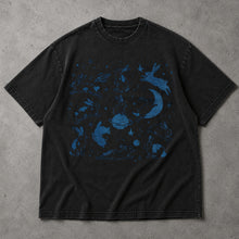 SF_COLOR=black; SF_ITEM=adult-t-shirt; SF_ROLE=main; Cosmic Space Rabbits T-Shirt Blue Celestial Moon Stars Animal Apparel - Black Adult T-Shirt product image