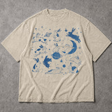 SF_COLOR=sand; SF_ITEM=adult-t-shirt; SF_ROLE=main; Cosmic Space Rabbits T-Shirt Blue Celestial Moon Stars Animal Apparel - Sand Adult T-Shirt product image