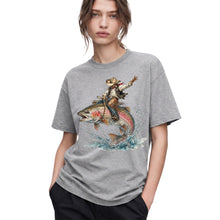 SF_COLOR=sport-grey; SF_ITEM=adult-t-shirt; SF_ROLE=gallery; Cowboy Bucking Trout Fish T-Shirt Wild Western Fishing Scene Tee - Sport Grey Adult T-Shirt product image
