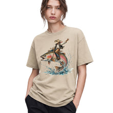 SF_COLOR=sand; SF_ITEM=adult-t-shirt; SF_ROLE=gallery; Cowboy Bucking Trout Fish T-Shirt Wild Western Fishing Scene Tee - Sand Adult T-Shirt product image