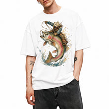 SF_COLOR=white; SF_ITEM=adult-t-shirt; SF_ROLE=main; Cowboy Lasso Big Trout Fish T-Shirt Funny Rodeo Fishing Adventure Tee - White Adult T-Shirt product image
