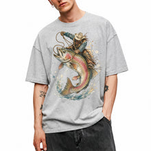 SF_COLOR=sport-grey; SF_ITEM=adult-t-shirt; SF_ROLE=main; Cowboy Lasso Big Trout Fish T-Shirt Funny Rodeo Fishing Adventure Tee - Sport Grey Adult T-Shirt product image