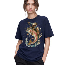 SF_COLOR=navy; SF_ITEM=adult-t-shirt; SF_ROLE=gallery; Cowboy Lasso Big Trout Fish T-Shirt Funny Rodeo Fishing Adventure Tee - Navy Adult T-Shirt product image