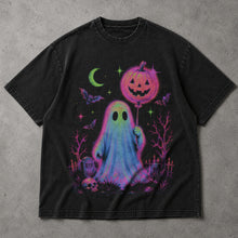 SF_COLOR=black; SF_ITEM=adult-t-shirt; SF_ROLE=main; Cute Ghost Pumpkin Balloon T-Shirt Spooky Kawaii Halloween Trick Or Treat Tee - Black Adult T-Shirt product image