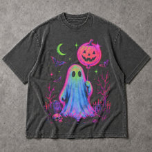 SF_COLOR=dark-heather; SF_ITEM=adult-t-shirt; SF_ROLE=main; Cute Ghost Pumpkin Balloon T-Shirt Spooky Kawaii Halloween Trick Or Treat Tee - Dark Heather Adult T-Shirt product image