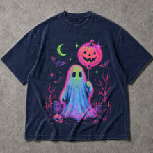 SF_COLOR=navy; SF_ITEM=adult-t-shirt; SF_ROLE=main; Cute Ghost Pumpkin Balloon T-Shirt Spooky Kawaii Halloween Trick Or Treat Tee - Navy Adult T-Shirt product image