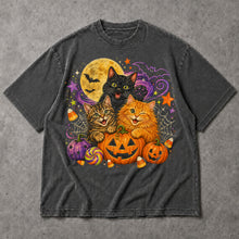 SF_COLOR=dark-heather; SF_ITEM=adult-t-shirt; SF_ROLE=main; Cute Halloween Kittens Pumpkins T-Shirt Spooky Night Stars Candy Corn Tee - Dark Heather Adult T-Shirt product image